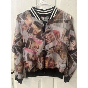 Blush Sheer‎ Multicolor Mesh Size Medium Women Inspired Bomber Jacket